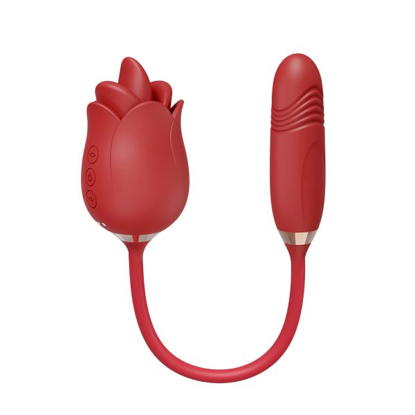 Vibrador Formato Rosa Com Vai e Vem e Boca Estimuladora USB - Image 3