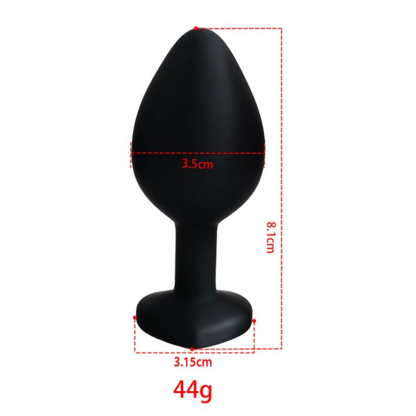 Plug Jóia em Silicone Preto Formato de Coração Tamanho M - Image 3