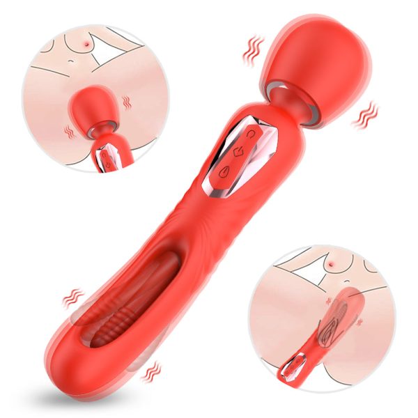 Vibrador Varinha Duplo Ponto G e estimulação de Clitóris USB - Image 3