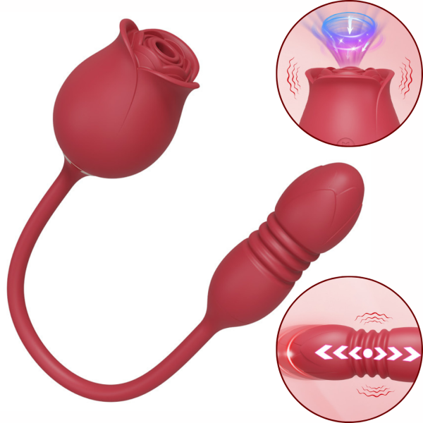 Rosa Vibrador com Pulsação e Penetrador com Sobe e Desce USB