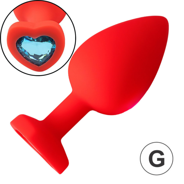 Plug Jóia em Silicone Vermelho Formato de Coração Tamanho G