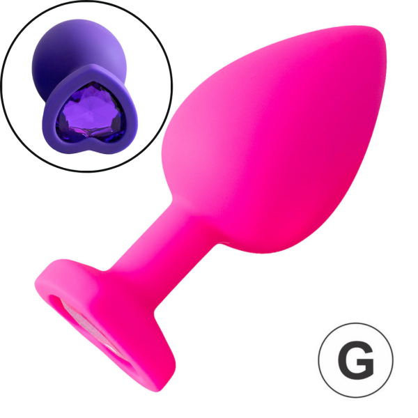 Plug Jóia em Silicone Rosa em Formato de Coração Tamanho G