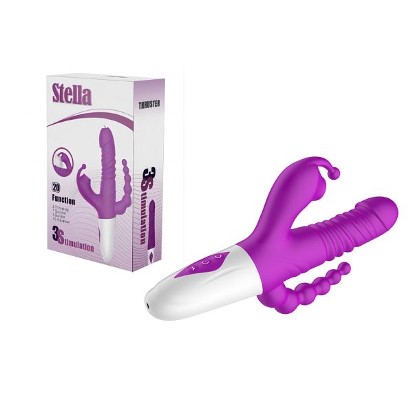 Vibrador com Estimulador Triplo + Vai e Vem Recarregavel