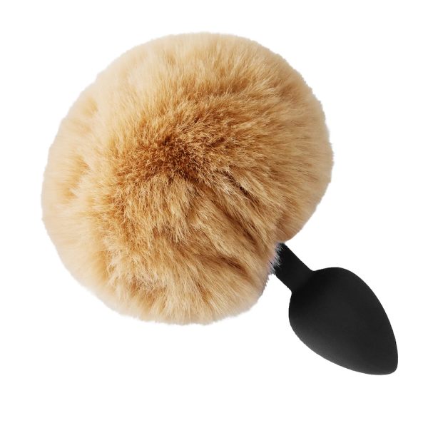 Plug Anal Cônico Silicone Marrom com Rabo Coelho - Tamanho P
