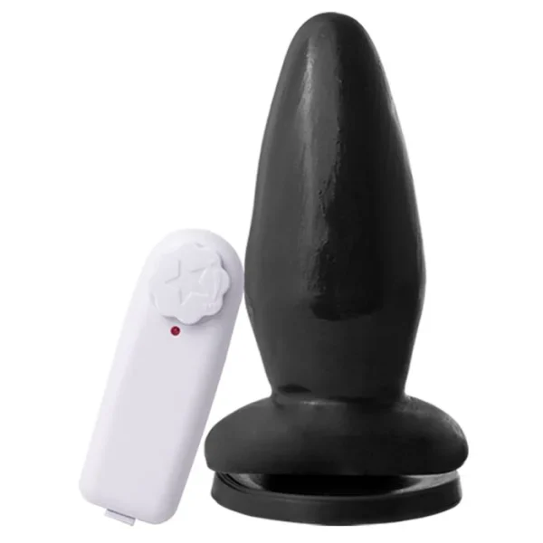Plug Anal c/ Vibrador Externo Preto 14X5,4Cm Multivelocidade - Image 2