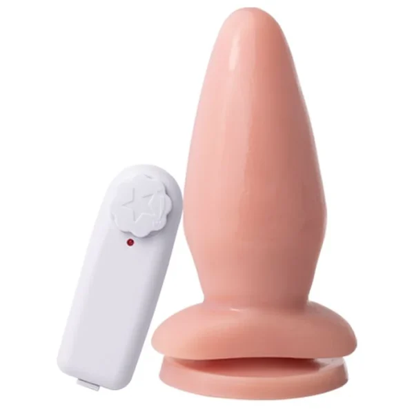 Plug Anal com Vibrador Externo Bege 14X5,4Cm Multivelocidade - Image 2