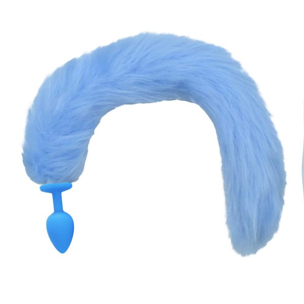 Plug Anal em Silicone com Rabo de Raposa Azul - Tamanho P