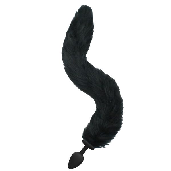 Plug Anal em Silicone com Rabo de Raposa Preto - Tamanho P