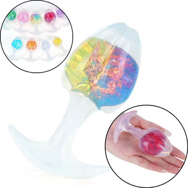 Plug anal M Silicone Esterno e Esfera de Vidro Interna + Alça - Image 2