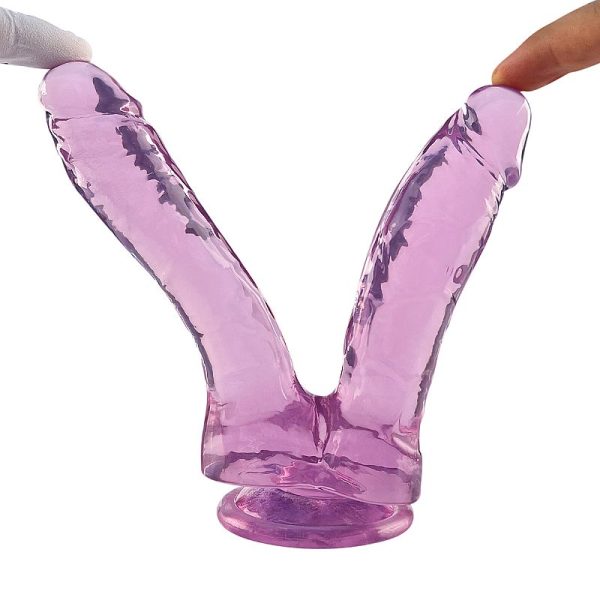 Penis Dildo Duplo Realístico - Silicone Rosa - 17,3x3,5cm - Image 3