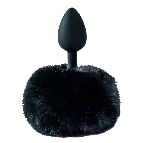Plug Anal Cônico Silicone Preto com Rabo Coelho - Tamanho P - Image 5