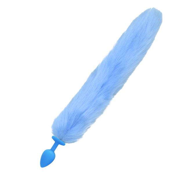 Plug Anal em Silicone com Rabo de Raposa Azul - Tamanho P - Image 4