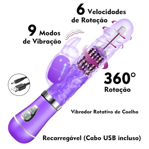 Vibrador Rotativo Estimulador Clitoris Coelho Recarregável - Image 4