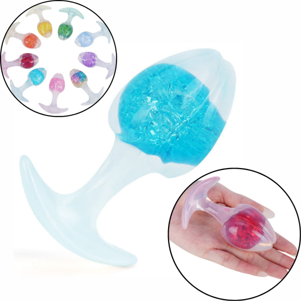 Plug anal Silicone Esterno e Esfera de Vidro Interna + Alça - Image 2