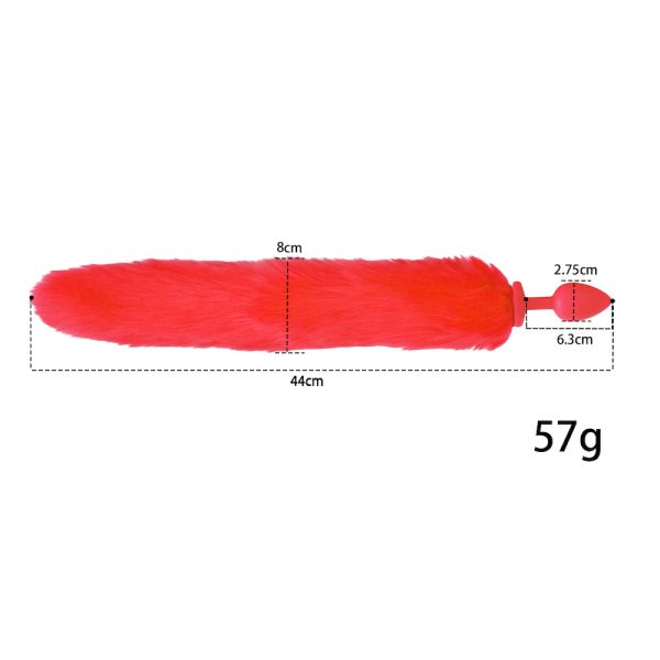 Plug Anal em Silicone com Rabo de Raposa Vermelho Tamanho P - Image 3