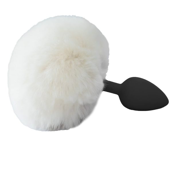 Plug Anal Cônico Em Silicone Branco com Rabo Coelho Pompom - Image 5