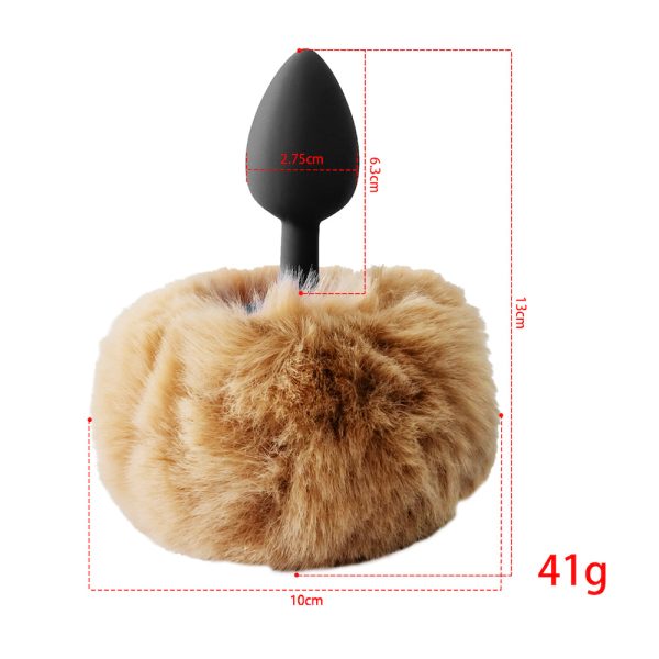 Plug Anal Cônico Silicone Marrom com Rabo Coelho - Tamanho P - Image 2