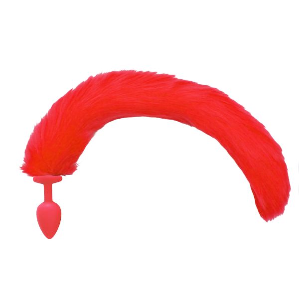 Plug Anal em Silicone com Rabo de Raposa Vermelho Tamanho P