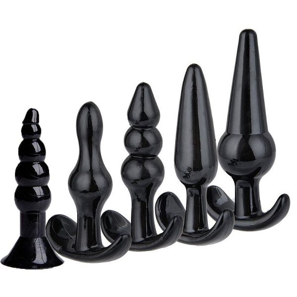 Kit com 5 Plug Anal Iniciante em Silicone na Cor Preta - Image 3