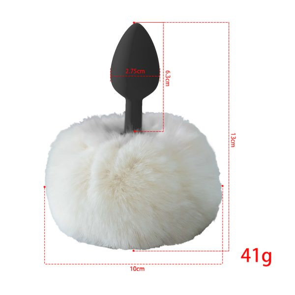 Plug Anal Cônico Em Silicone Branco com Rabo Coelho Pompom - Image 2