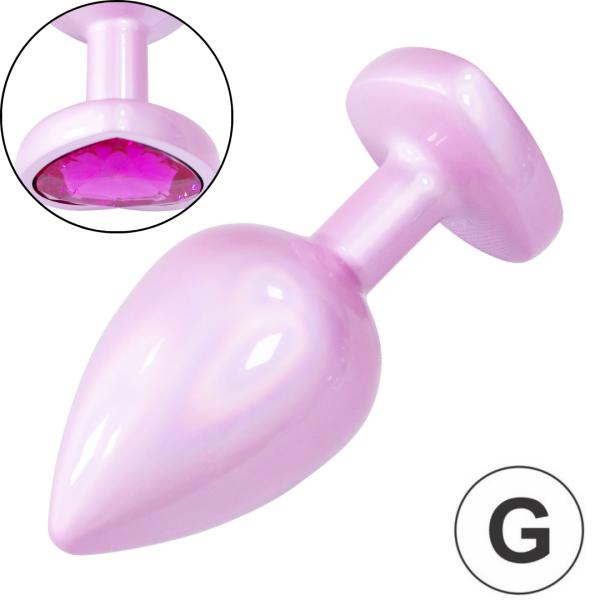Plug Anal Coração de Luxo Rosa com Pedra Joia Tamanho G