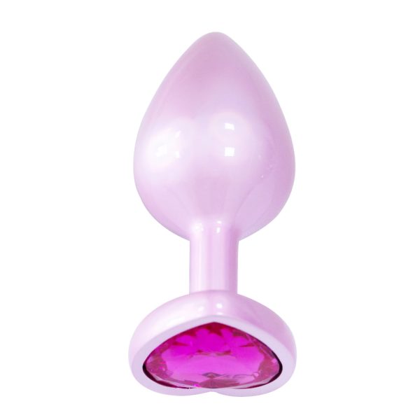 Plug Anal Coração de Luxo Rosa com Pedra Joia Tamanho M - Image 3
