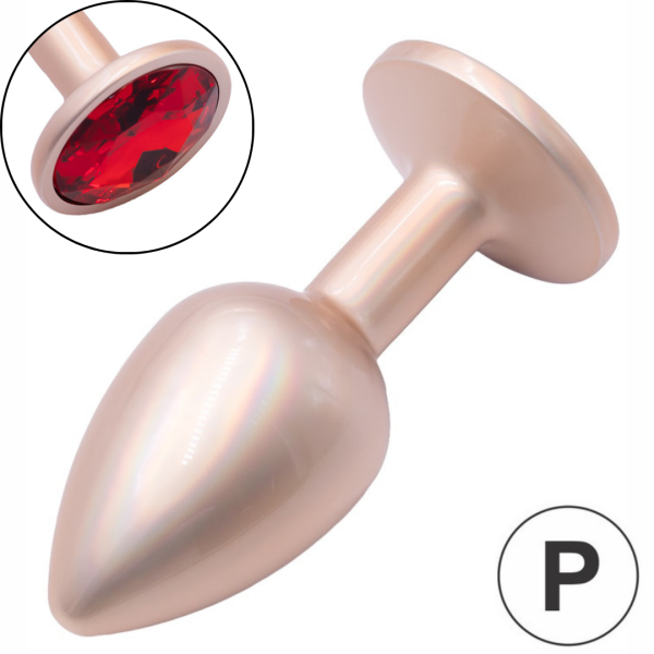Plug Anal de Luxo Dourado Pedra Joia Nova Tecnologia 7X2,8CM