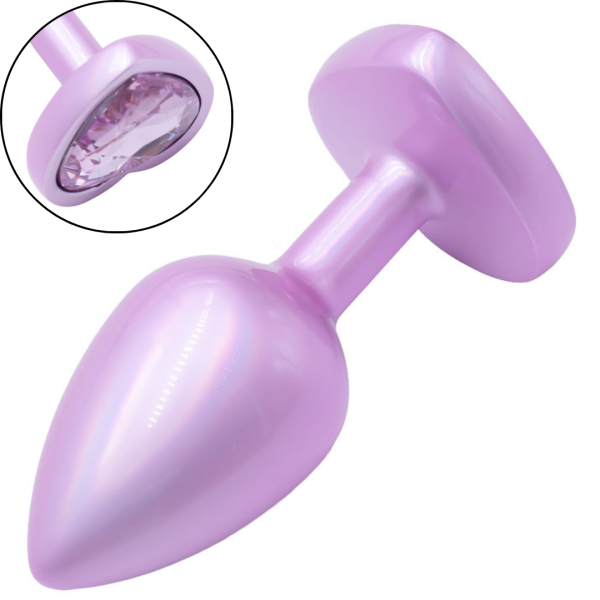 Plug Anal Coração de Luxo ROSA com Pedra Joia Tamanho P - Image 2