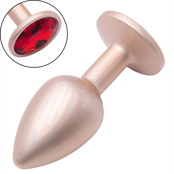 Plug Anal de Luxo Dourado Pedra Joia Nova Tecnologia 7X2,8CM - Image 2