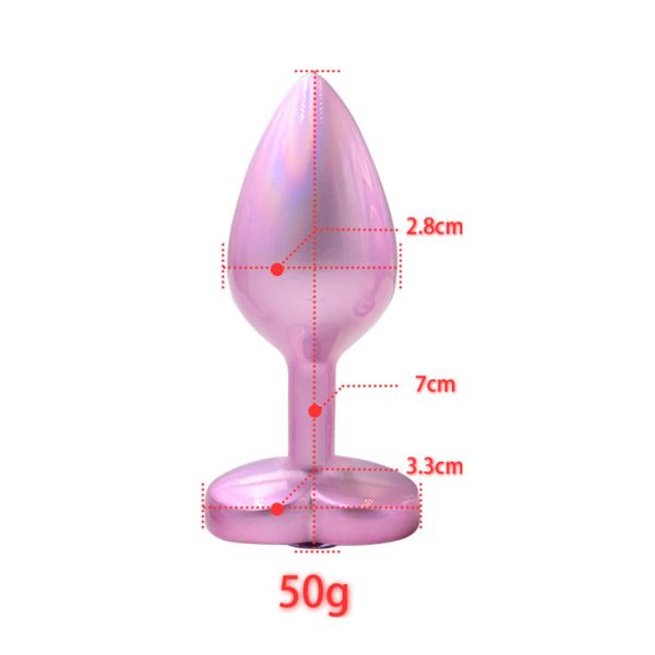 Plug Anal Coração de Luxo ROSA com Pedra Joia Tamanho P - Image 3