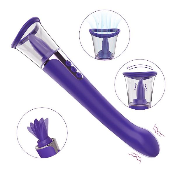 Vibrador Estimlador de Clitóris Com Sucção e Lingua Sabrina