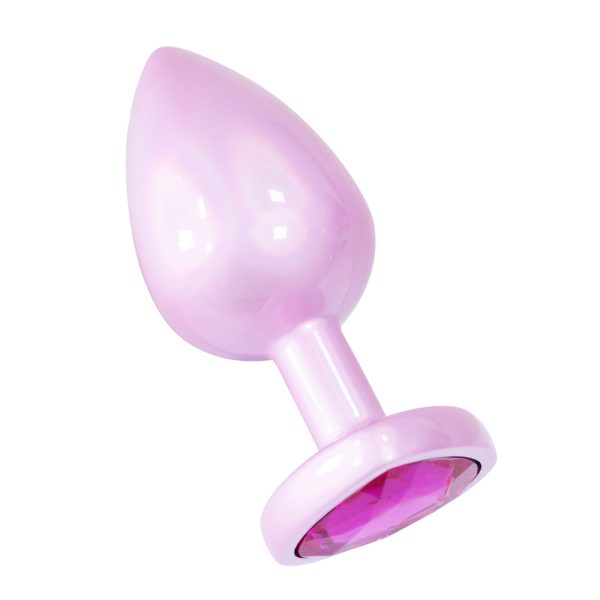 Plug Anal Coração de Luxo Rosa com Pedra Joia Tamanho G - Image 3