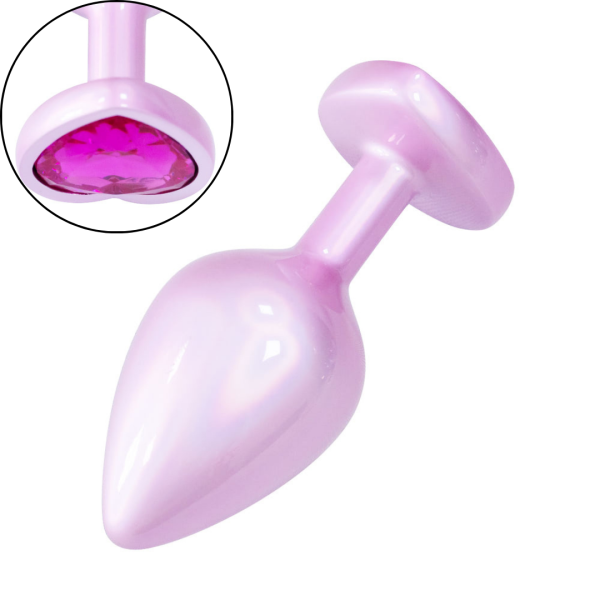 Plug Anal Coração de Luxo Rosa com Pedra Joia Tamanho M - Image 2