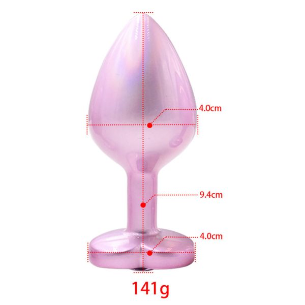 Plug Anal Coração de Luxo Rosa com Pedra Joia Tamanho G - Image 6