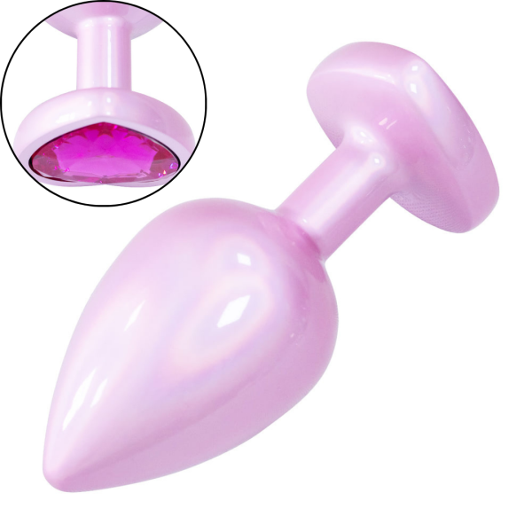 Plug Anal Coração de Luxo Rosa com Pedra Joia Tamanho G - Image 2