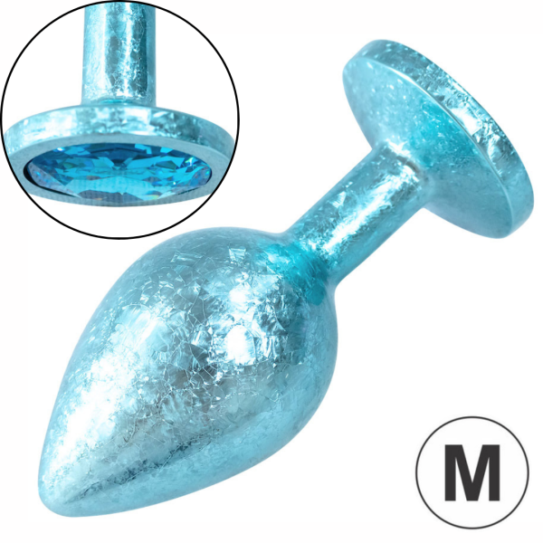 Plug Anal de Luxo Azul com Joia Nova Tecnologia Tamanho M