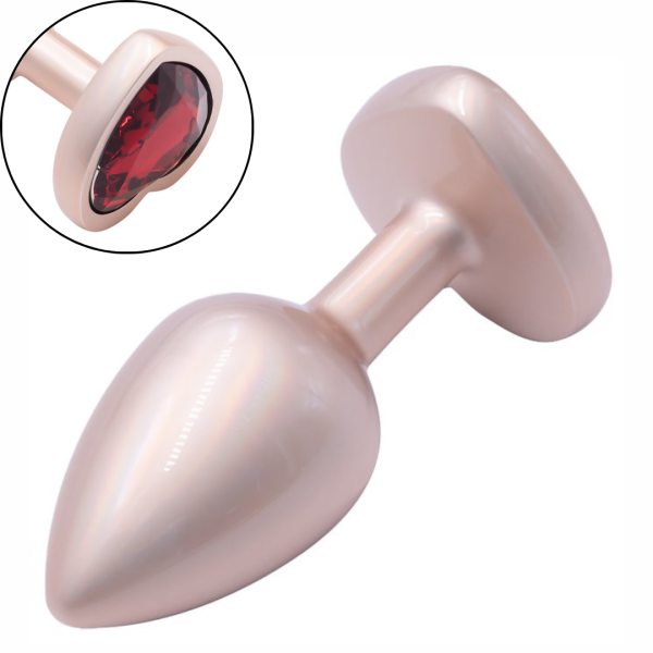 Plug Anal Coração de Luxo Dourado com Pedra Joia Tamanho P - Image 2