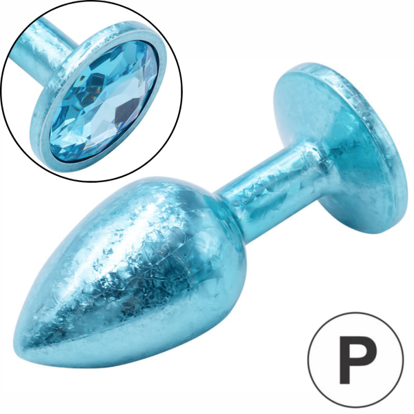 Plug Anal de Luxo Azul com Joia Nova Tecnologia Tamanho P