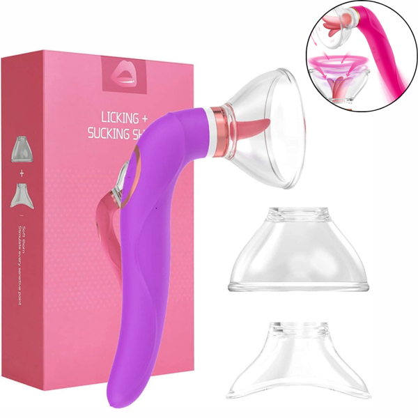 Vibrador com Língua Estimuladora de seio e Clitoris + Sucção