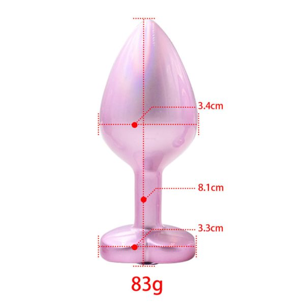 Plug Anal Coração de Luxo Rosa com Pedra Joia Tamanho M - Image 5