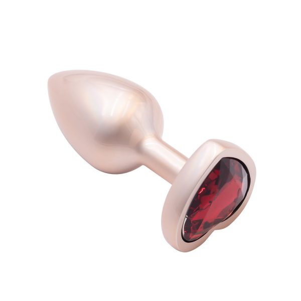 Plug Anal Coração de Luxo Dourado com Pedra Joia Tamanho P - Image 3