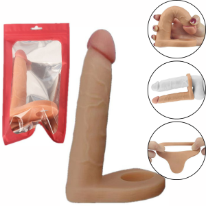 Anel Companheiro de Dupla Penetração Penis Realista 14x2,9CM