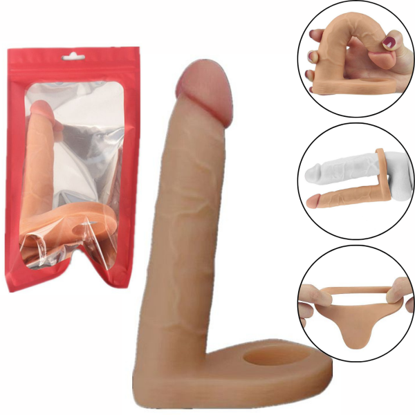 Anel Companheiro de Dupla Penetração Penis Realista 14x2,9CM