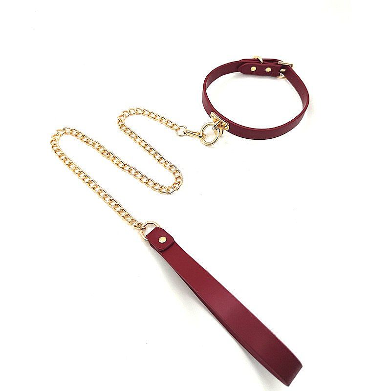 Coleira Bondage e Corrente Guia - Vermelho - Sado Fetiche - Imagem 3