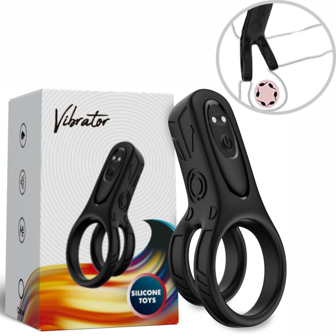 Anel Peniano Duplo em Silicone com Estimulador Clitoriano