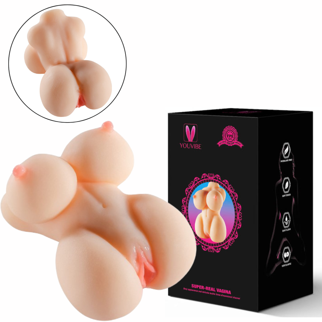 Masturbador Meio Corpo Feminino com Vagina e Seios Cyberskin