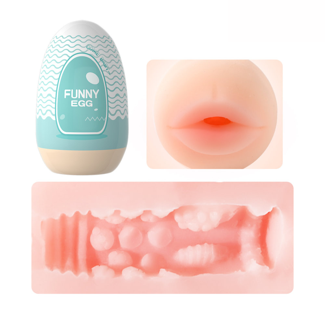 Masturbador egg Boquinha Texturizada em Cyberskin Funny Egg