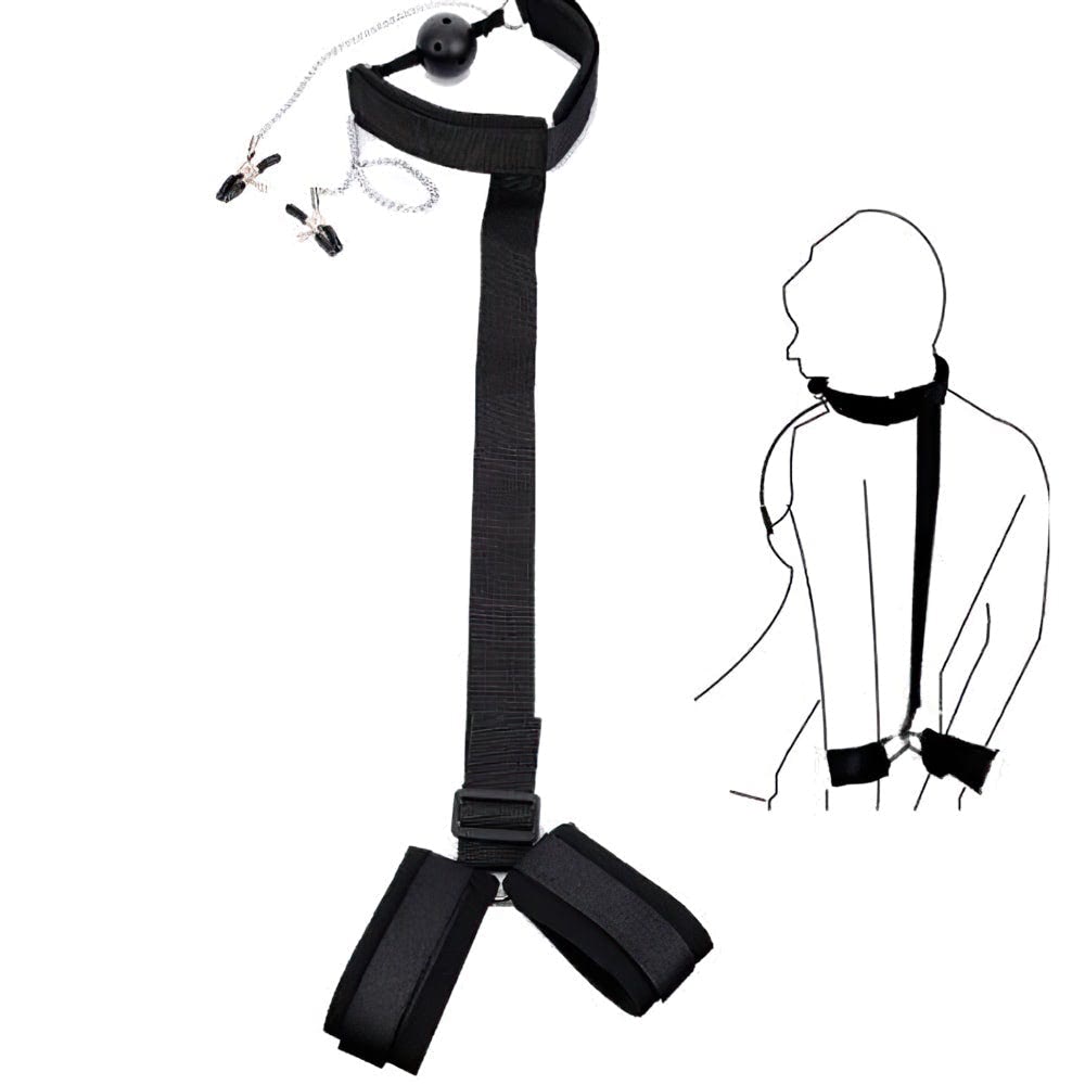 Kit de Bondage Algema com Mordaça e Prendedor de Mamilos