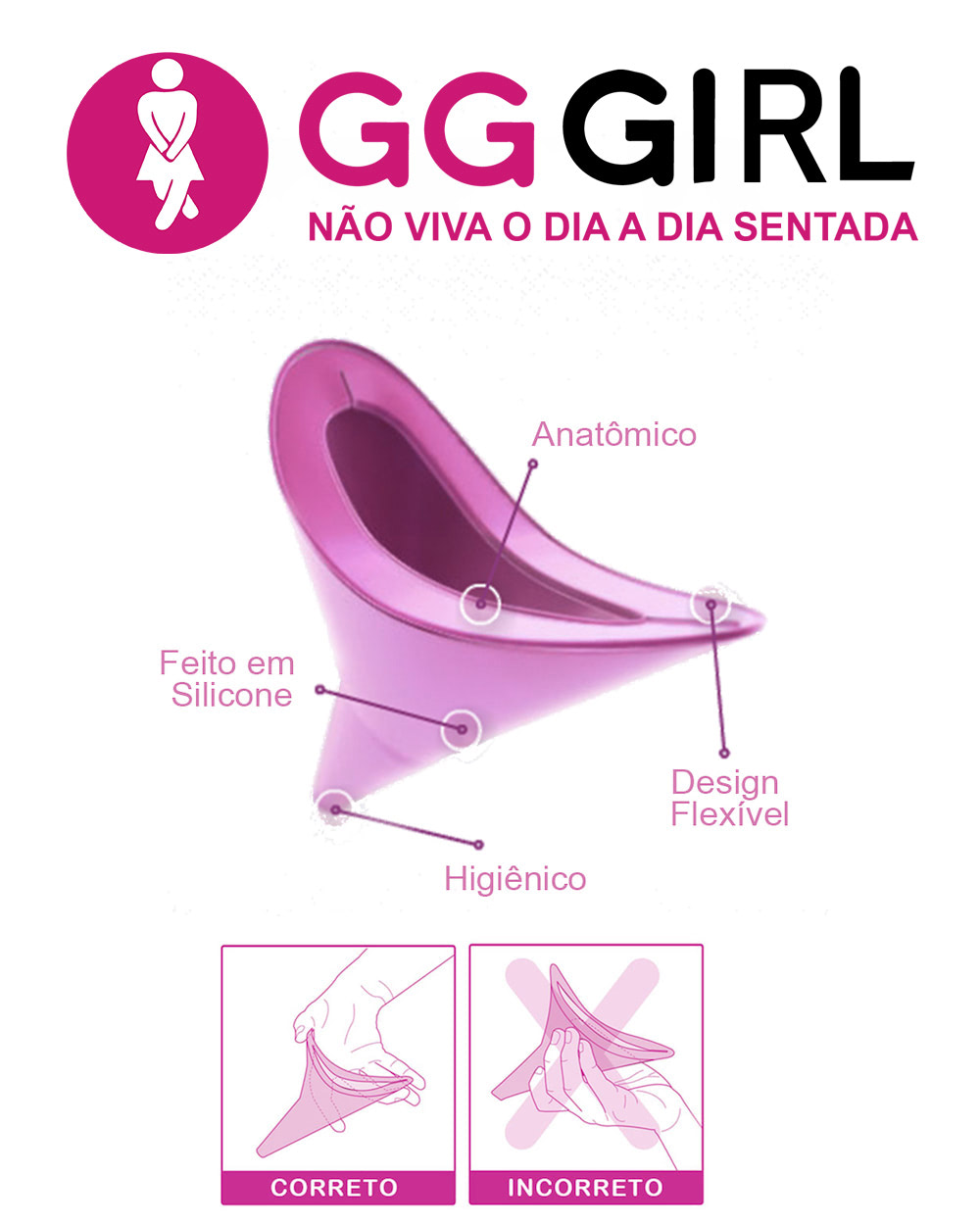 Acessório Em silicone Para Mulheres Urinar em Pé GG GIRL - Imagem 4