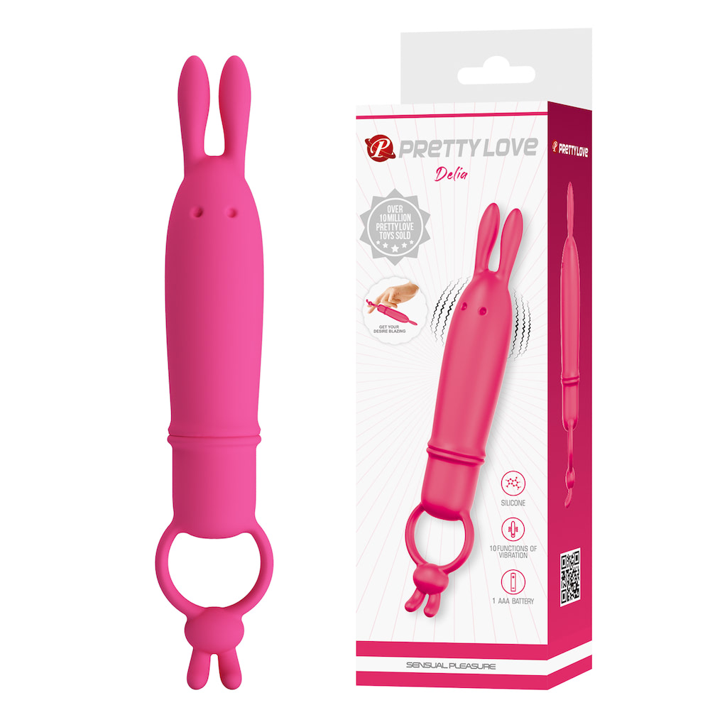 Mini vibrador Carinha de Coelho e Orelhas Delia PRETTY LOVE